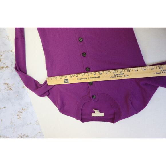 Banana Republic Extra Fine Merino Wool Botton Purple Button Up Sweater XS (25) - Picture 3 of 6